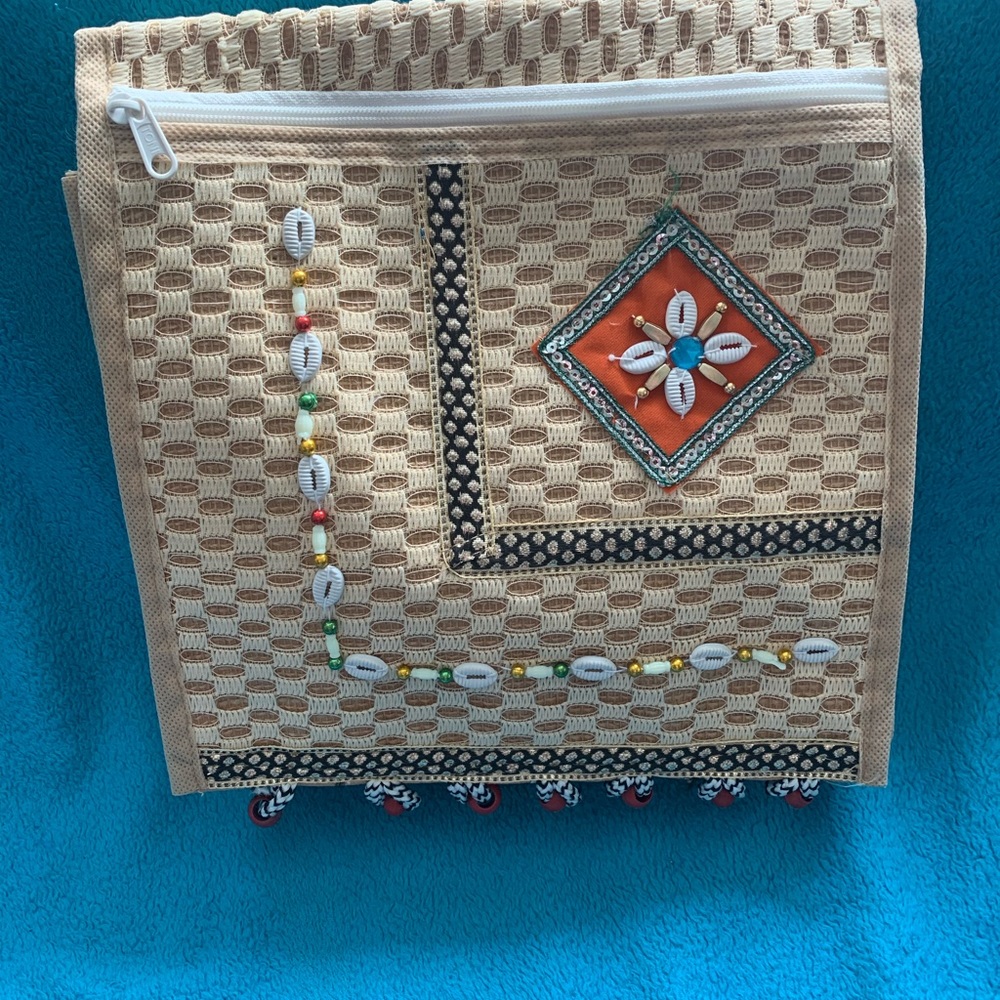 Summer embellished straw bag